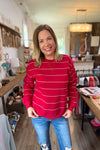 Keelee Long Sleeve Crew Neck Stripe Fleece Pullover {2 colors}