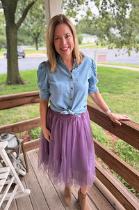 Maggie Plum Tulle Midi Skirt