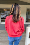 Delaney Washed Red Lace Trim Sweatshirt