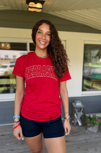 Outline Nebraska Red Unisex Tee