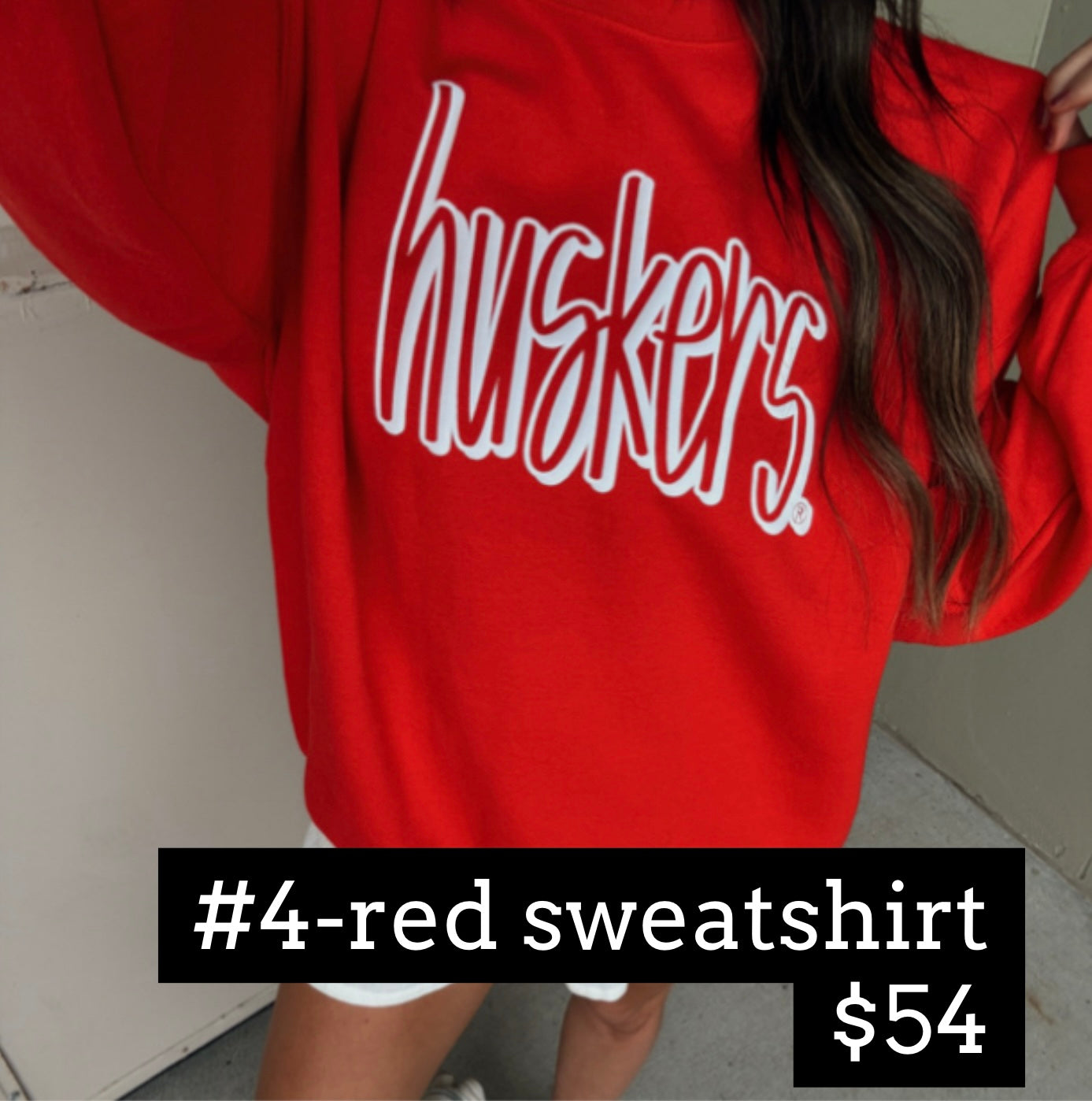 Red Sweatshirt With huskers White Puff Print