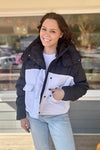 Carissa Black And White Color Block Puffer Jacket