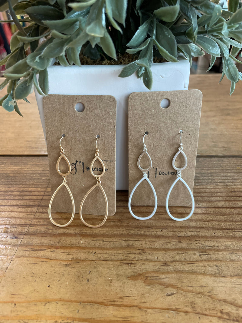 Metal Teardrop Layered Dangle Earrings