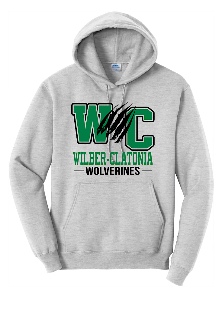 Wilber Clatonia Wolverines Scratch Ash Hoodie-Youth and Adult