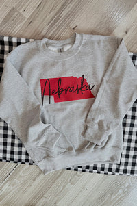 Youth Nebraska Script Print Sweatshirt