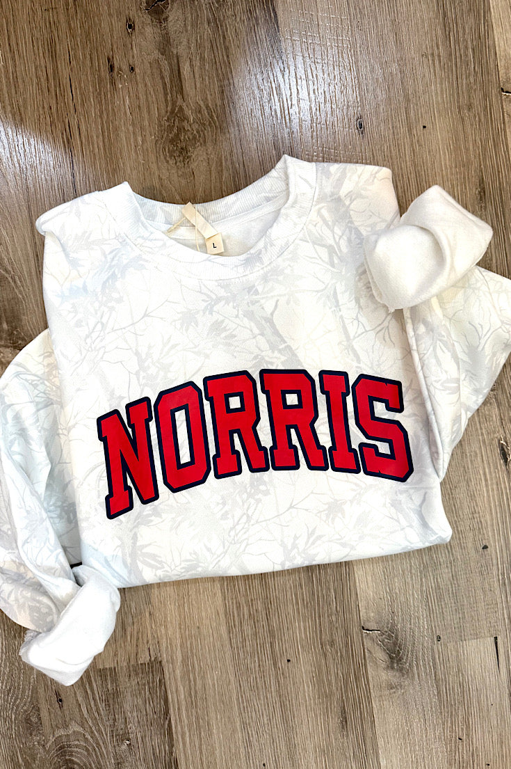 Norris Arch on White Camo Sweatshirt