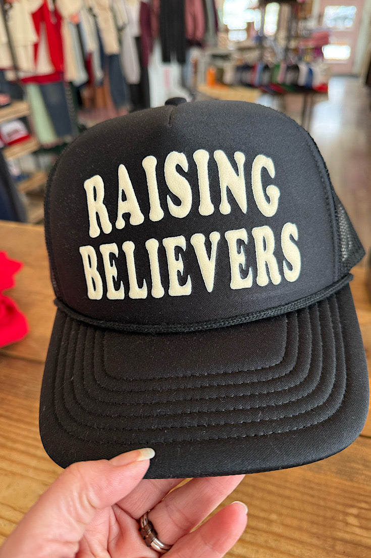 Raising Believers Black Puff Print Trucker