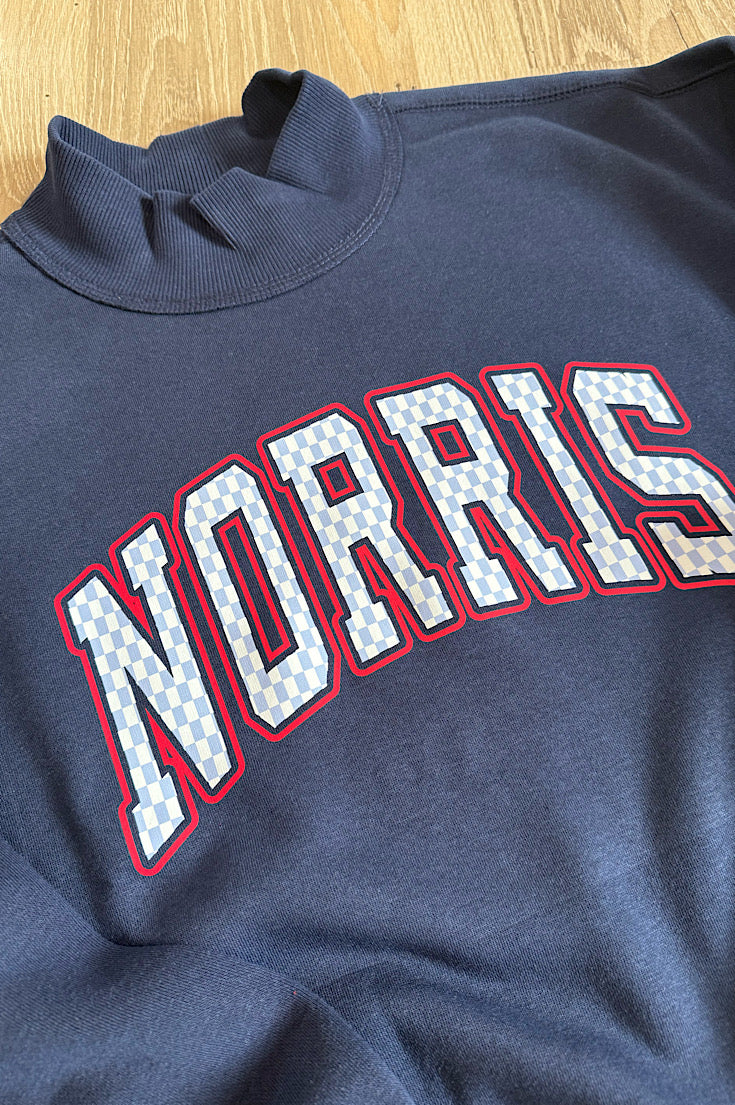 Norris Checker Navy Mock Neck Sweatshirt