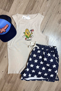 Patriotic Retro Corn Guy Tank Top