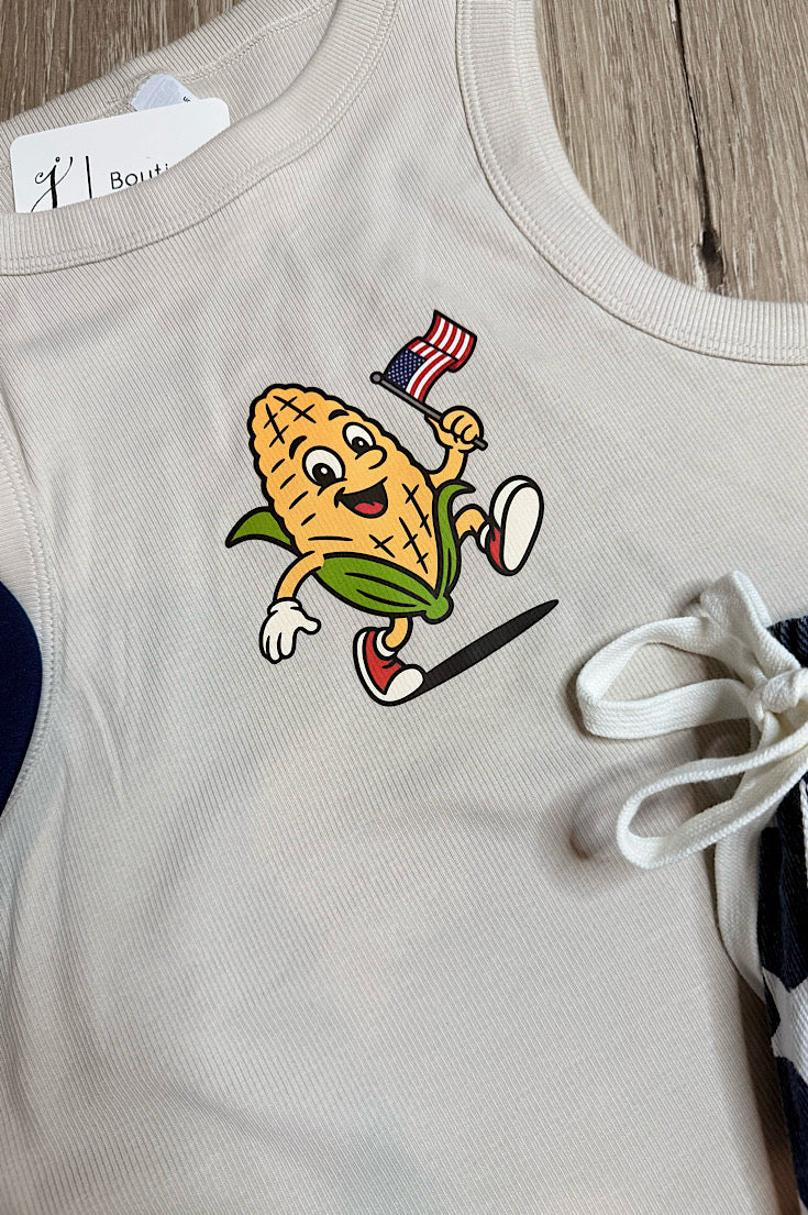 Patriotic Retro Corn Guy Tank Top
