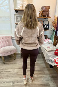 Harley Mocha Half Zip Sherpa Pullover