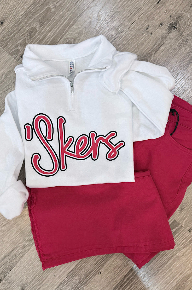 'Skers Script White 1/4 Zip