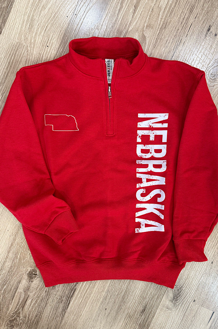 Youth Red Vertical Nebraska 1/4 Zip