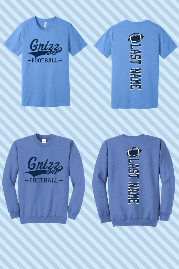 Grizz Football Personalized Tee or Sweatshirt