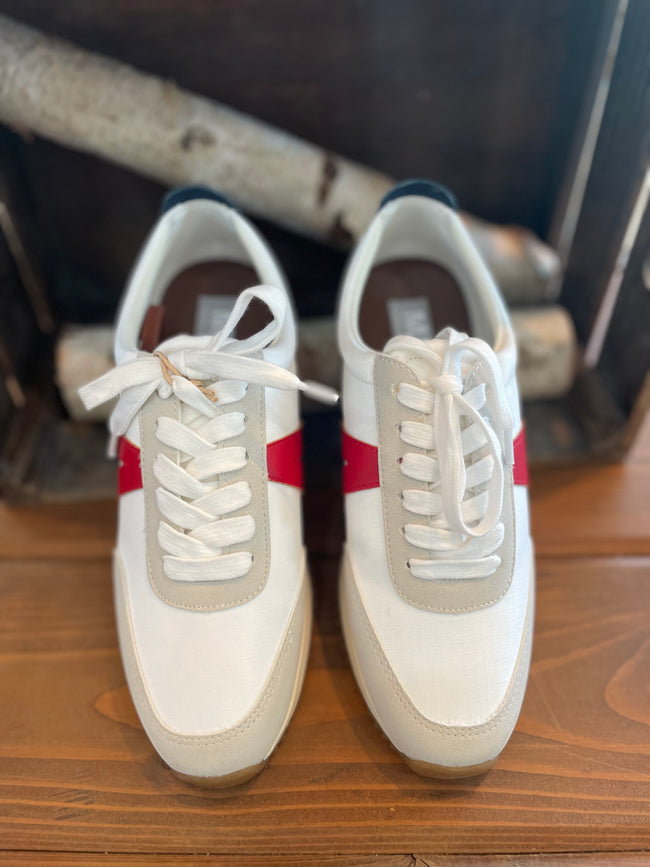 Macyn Off White With Red and Dusty Navy Sneaker