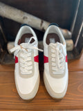 Macyn Off White With Red and Dusty Navy Sneaker
