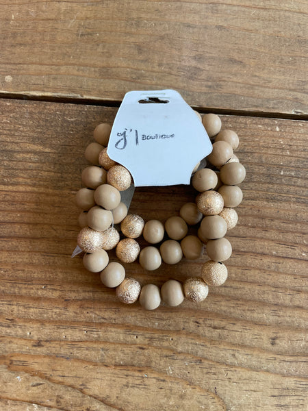Three Strand Bead Stretch Bracelet Set 3 colors}
