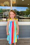 Ainsley Rainbow Stripe Halter Toddler Dress