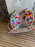 Multi-color Bead Hoop Earrings