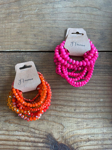 9 Strand Neon Bead Bracelet