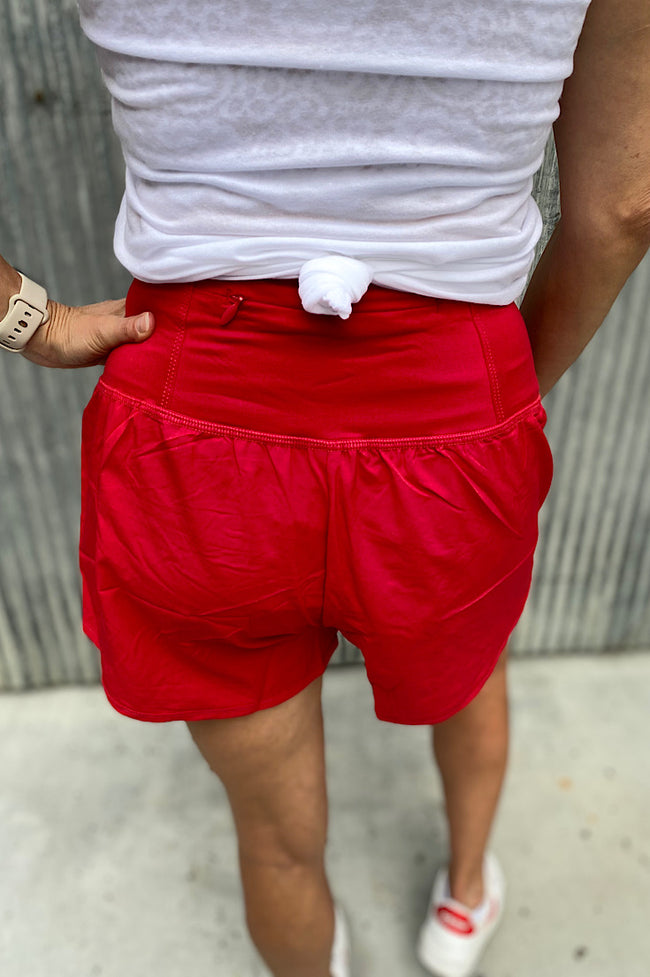 Lincoln Red High Waisted Shorts