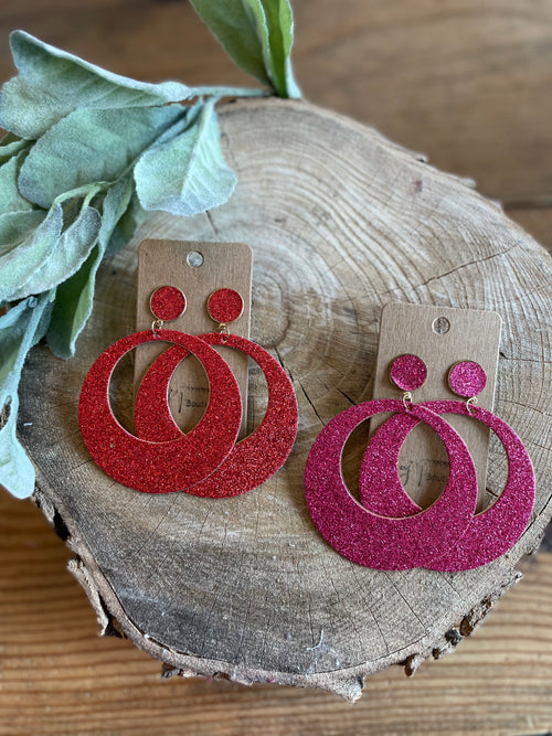 Glitter Circle Drop Earrings {2 colors}
