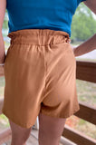 Hampton Cinnamon Self-Tie Elastic Waist Shorts