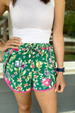 Deven Green Floral Summer Shorts