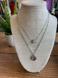 Double Layer Rhinestone and Disc Necklace