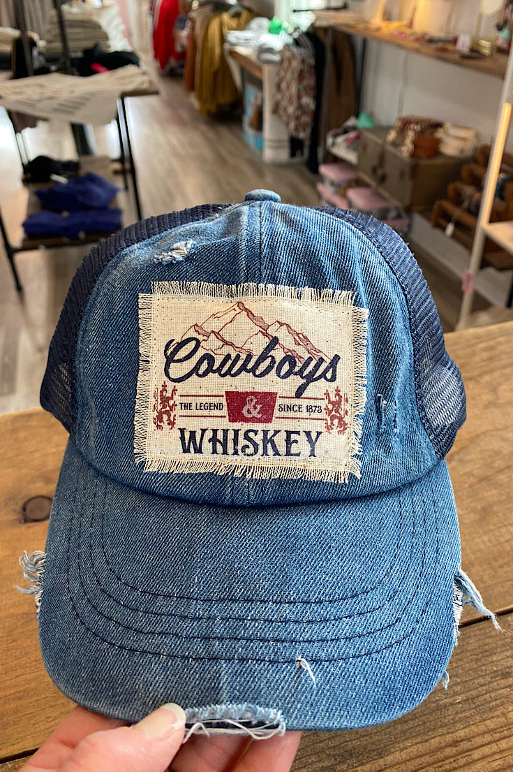 Cowboys & Whisky Denim Trucker Hat