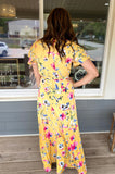 Dakota Mustard Floral Flutter Sleeve Maxi Dress