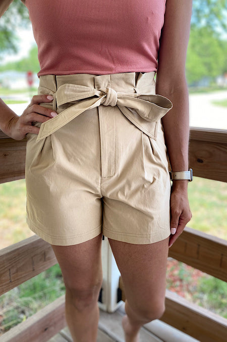 Terah Ivory Faux Leather Shorts