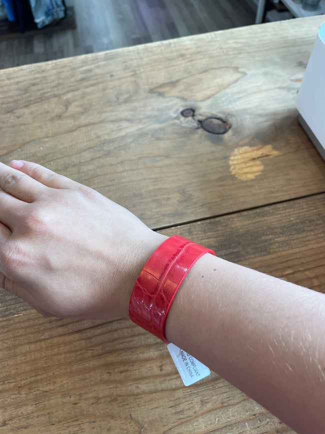 Red Faux Leather Wrap Bracelet
