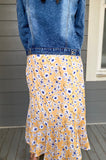 Renee Floral Yellow High Low Flowy Skirt