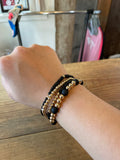 Black and Gold Beaded Bracelets Set