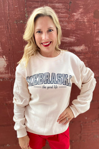 Nebraska The Good Life Natural Sweatshirt