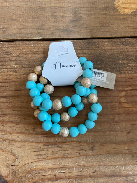 Three Strand Bead Stretch Bracelet Set 3 colors}