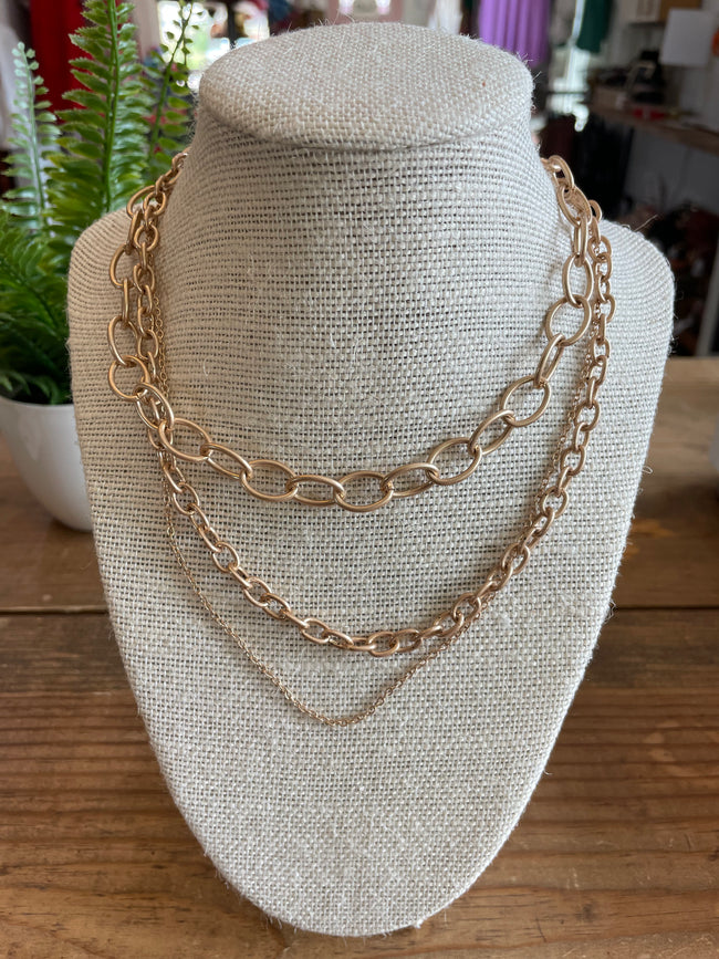 Triple Chain Link Necklace {Silver or Gold}