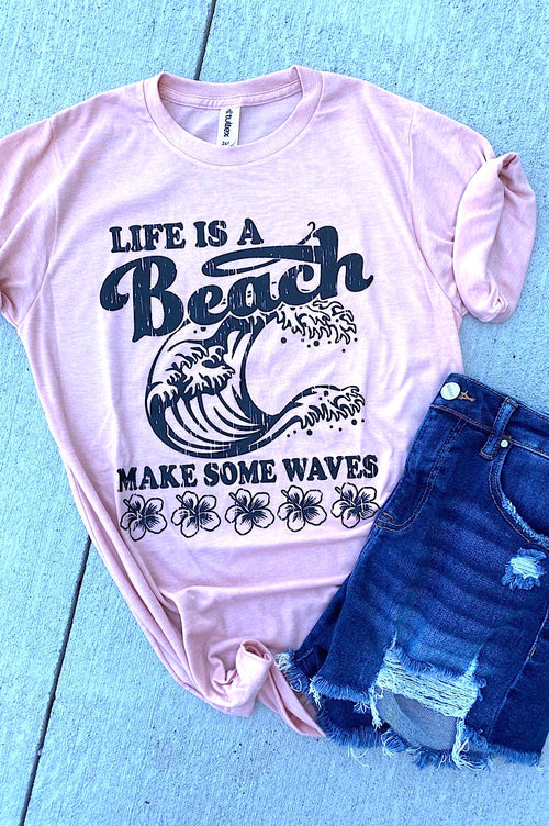 Life Is A Beach Peach Tee