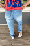 Jerica High Waisted Distressed Ankle Slim Straight Jeans