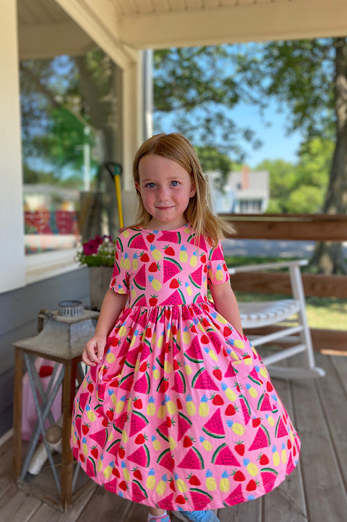 Watermelon Wonder Toddler Short Sleeve Pocket Dress
