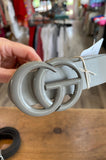 Faux Leather GG Belt With Colored Buckle