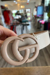 Faux Leather GG Belt With Colored Buckle