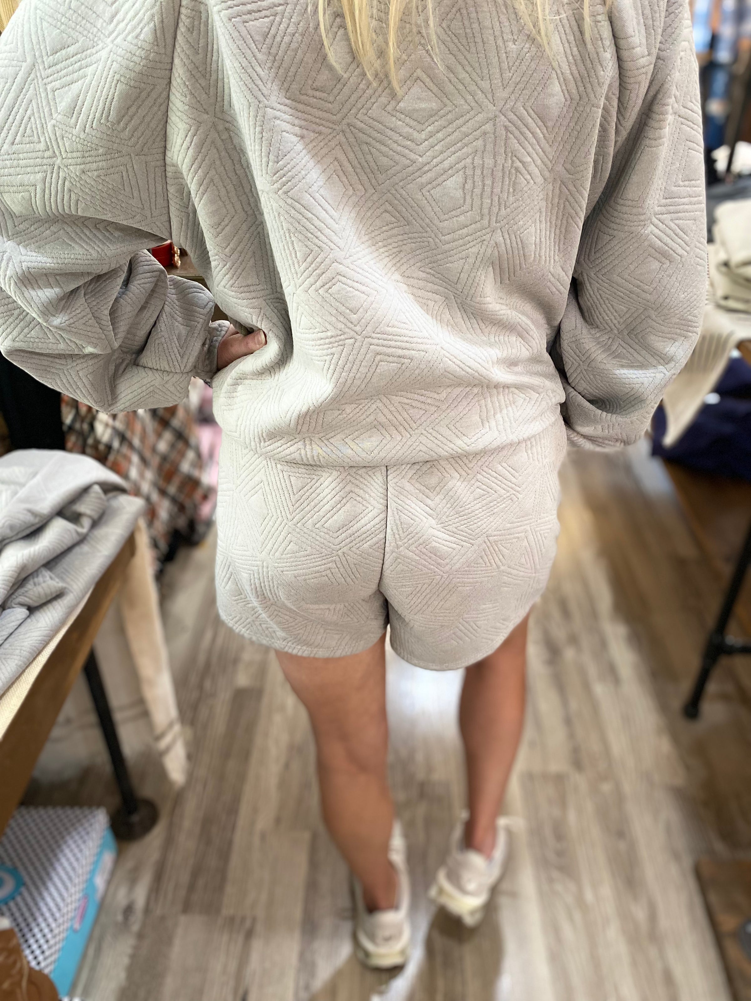 Kolsen Grey Elastic Waist Shorts