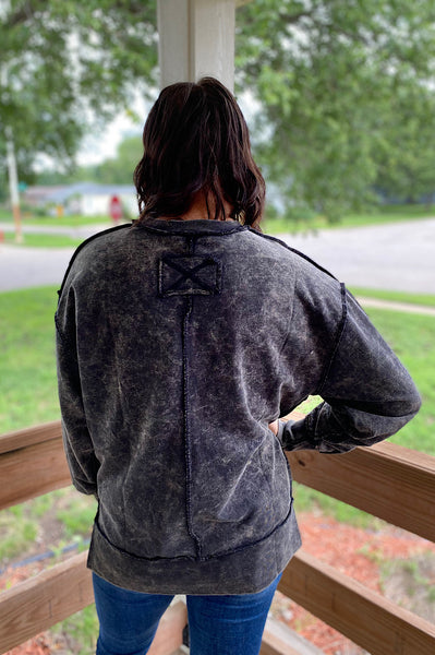 Alexa Acid Wash Exposed Seam Sweatshirt