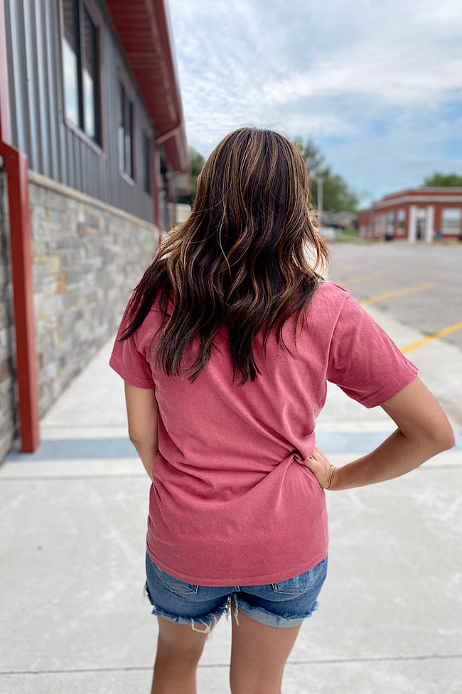 Huskers Faded Red Football Tee