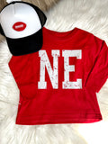 Toddler/Youth Big NE Red Long Sleeve Tee