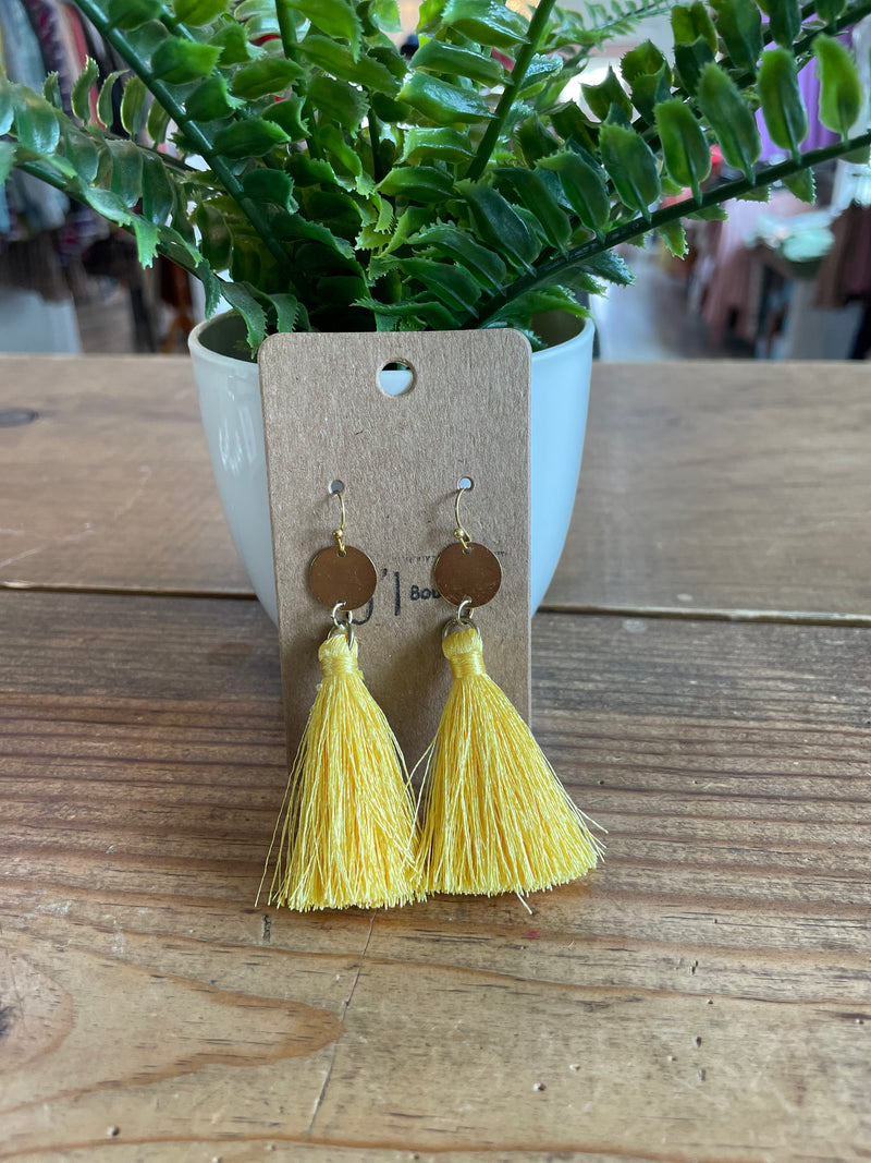 Yellow Tassel Earrings