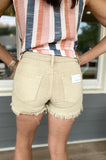 Ryler Mid Rise Fray Hem Sand Denim Shorts
