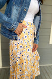 Renee Floral Yellow High Low Flowy Skirt